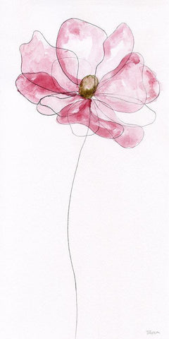 Sketchy Floral I White Modern Wood Framed Art Print with Double Matting by Craven, Katrina