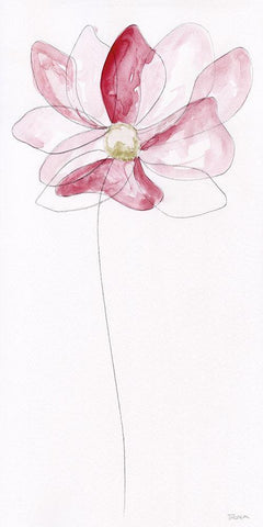 Sketchy Floral II White Modern Wood Framed Art Print with Double Matting by Craven, Katrina