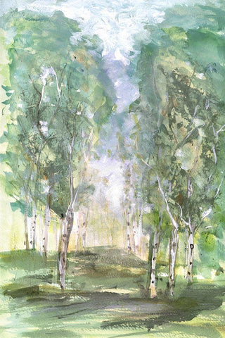 Birch Meadow Black Ornate Wood Framed Art Print with Double Matting by Jill, Susan