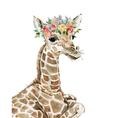 Savannah Giraffe Gold Ornate Wood Framed Art Print with Double Matting by Robinson, Carol