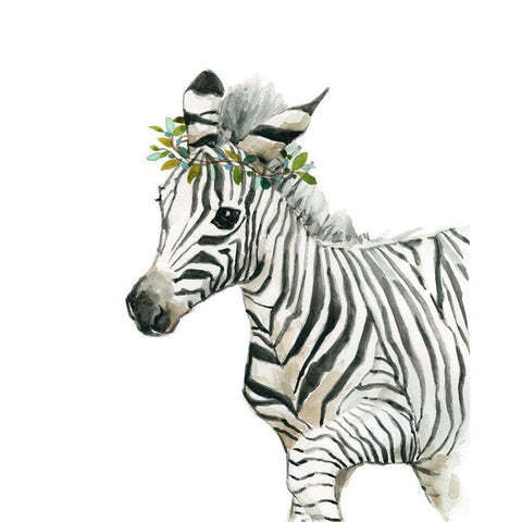 Savannah Zebra White Modern Wood Framed Art Print by Robinson, Carol