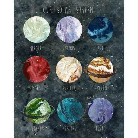 Solar System White Modern Wood Framed Art Print by Robinson, Carol