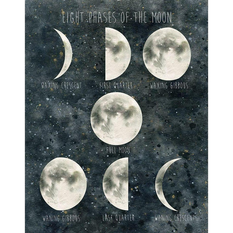 Phases of the Moon Gold Ornate Wood Framed Art Print with Double Matting by Robinson, Carol
