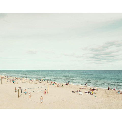 Day at the Beach White Modern Wood Framed Art Print by Bibikow, Walter