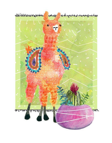 Lovely Llama I White Modern Wood Framed Art Print with Double Matting by Robinson, Carol