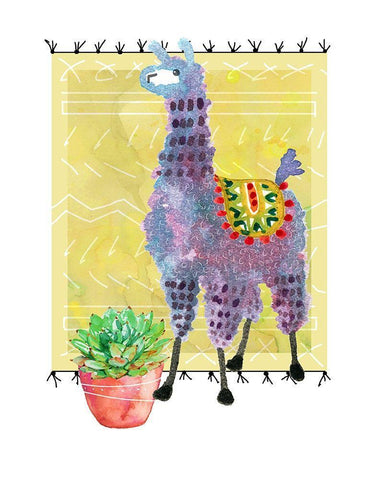 Lovely Llama II Black Ornate Wood Framed Art Print with Double Matting by Robinson, Carol