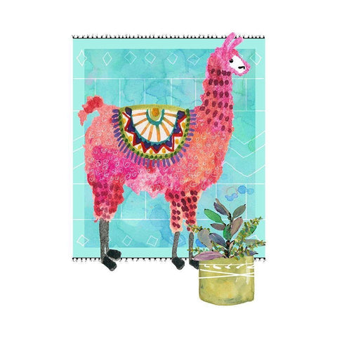 Lovely Llama III Gold Ornate Wood Framed Art Print with Double Matting by Robinson, Carol