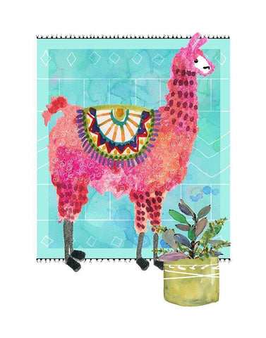 Lovely Llama III White Modern Wood Framed Art Print with Double Matting by Robinson, Carol