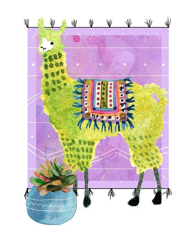 Lovely Llama IV White Modern Wood Framed Art Print with Double Matting by Robinson, Carol