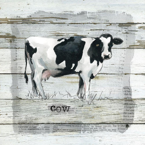 Farmhouse Collage Cow Gold Ornate Wood Framed Art Print with Double Matting by Robinson, Carol