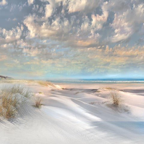 Smooth Sands II White Modern Wood Framed Art Print by Calascibetta, Mike