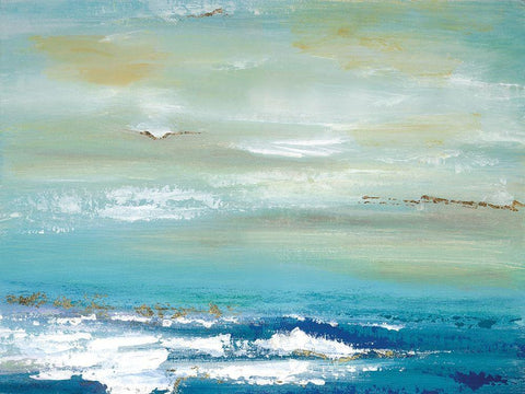 Distant Horizon White Modern Wood Framed Art Print with Double Matting by Tava Studios