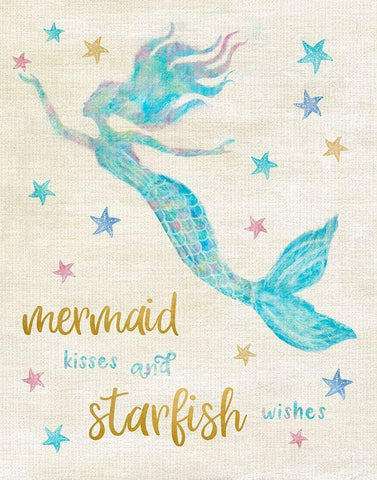 Mermaid Kisses Black Ornate Wood Framed Art Print with Double Matting by Carpentieri, Natalie