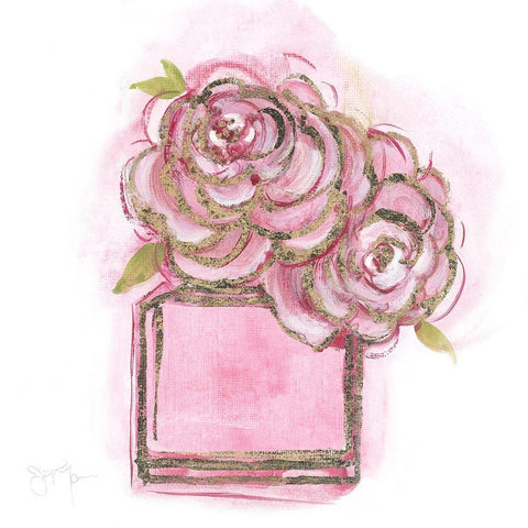 Golden Perfume II White Modern Wood Framed Art Print with Double Matting by Tava Studios