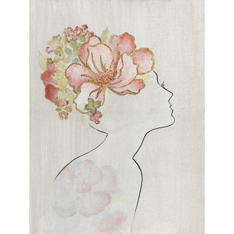 Fashion Floral Silhouette I White Modern Wood Framed Art Print by Tava Studios