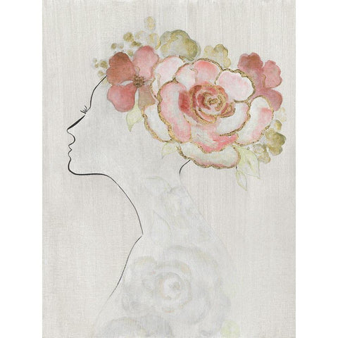 Fashion Floral Silhouette II Black Modern Wood Framed Art Print by Tava Studios