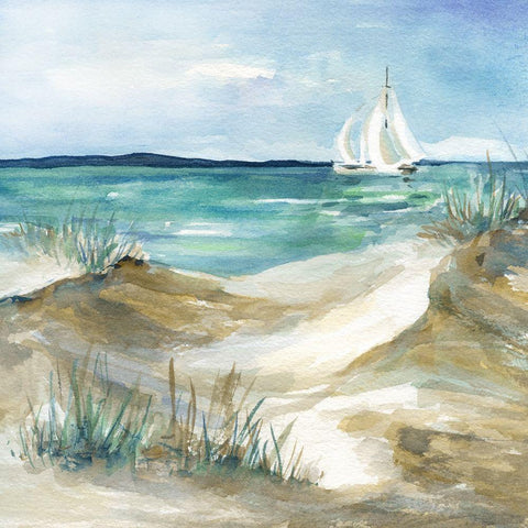 Come Sail Home White Modern Wood Framed Art Print by Robinson, Carol