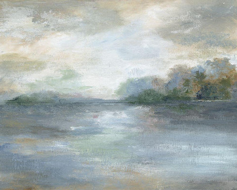 Blue Ethereal White Modern Wood Framed Art Print with Double Matting by Nan