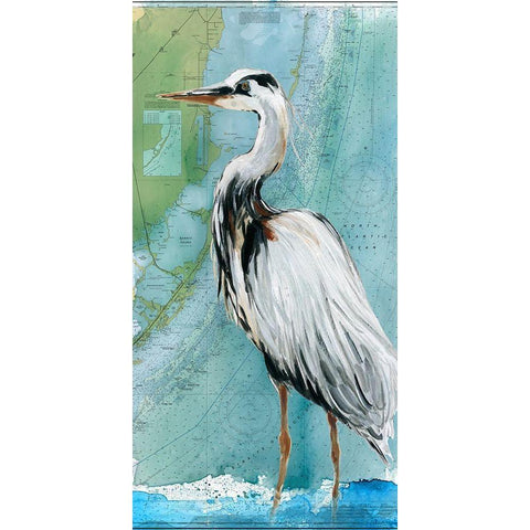 Biscayne Bay Crane White Modern Wood Framed Art Print by Robinson, Carol