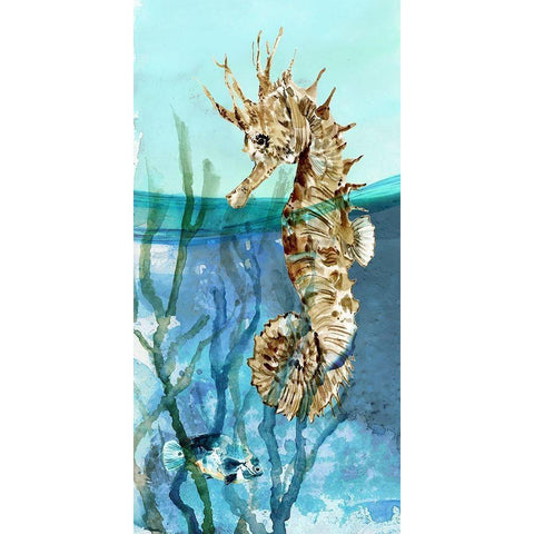 Pacific Seahorse Gold Ornate Wood Framed Art Print with Double Matting by Robinson, Carol