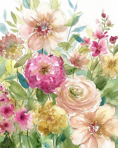 Jardin de Fleurs Black Ornate Wood Framed Art Print with Double Matting by Robinson, Carol