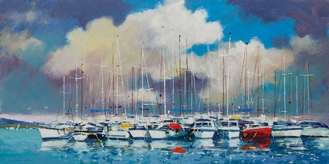 Harbour Black Ornate Wood Framed Art Print with Double Matting by Orme, E. Anthony