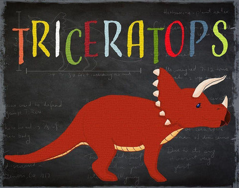 Triceratops White Modern Wood Framed Art Print with Double Matting by Santiago, Daniela