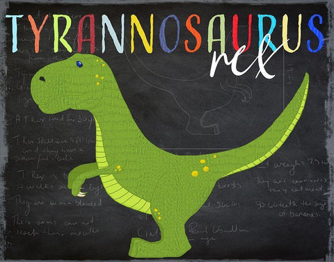 Tyrannosaurus White Modern Wood Framed Art Print with Double Matting by Santiago, Daniela