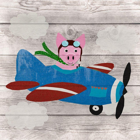 When Pigs Fly White Modern Wood Framed Art Print with Double Matting by Santiago, Daniela