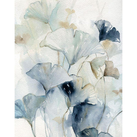 Indigo Ginkgo I White Modern Wood Framed Art Print by Robinson, Carol