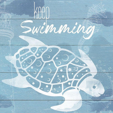 Keep Swimming White Modern Wood Framed Art Print by Santiago, Daniela