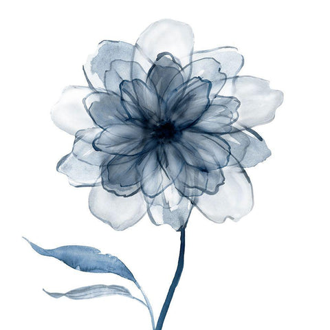 Indigo Bloom IV White Modern Wood Framed Art Print by Robinson, Carol