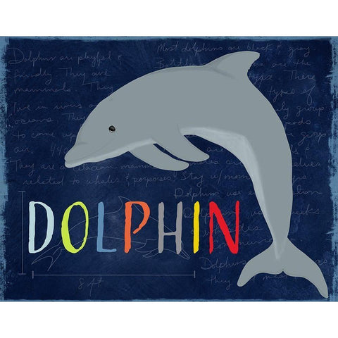 Dolphin Black Modern Wood Framed Art Print with Double Matting by Santiago, Daniela