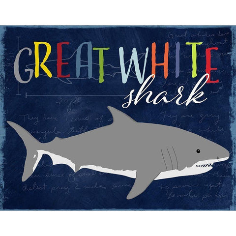 Great White Shark Gold Ornate Wood Framed Art Print with Double Matting by Santiago, Daniela
