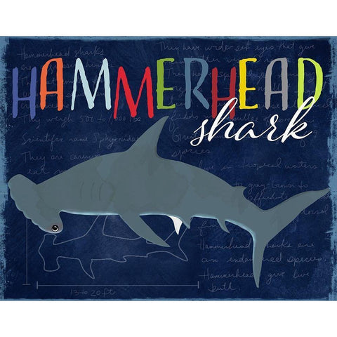 Hammerhead Shark White Modern Wood Framed Art Print by Santiago, Daniela