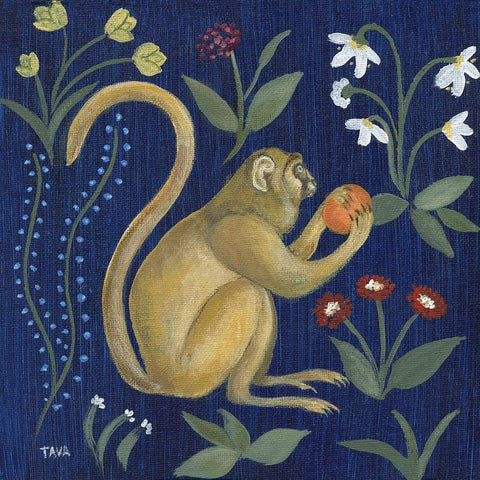 Venezia Garden Monkey I Gold Ornate Wood Framed Art Print with Double Matting by Tava Studios