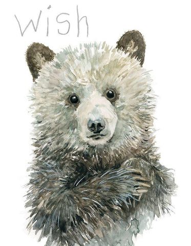 Forest Fur Baby Bear Black Ornate Wood Framed Art Print with Double Matting by Robinson, Carol