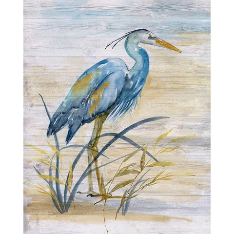 Blue Heron I Gold Ornate Wood Framed Art Print with Double Matting by Nan