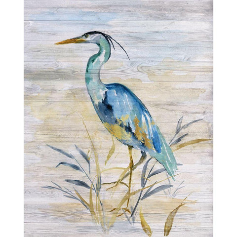 Blue Heron II Gold Ornate Wood Framed Art Print with Double Matting by Nan