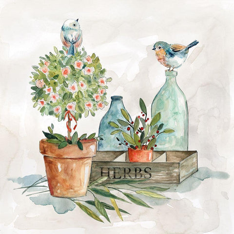 Garden Glimpse II Black Ornate Wood Framed Art Print with Double Matting by Robinson, Carol