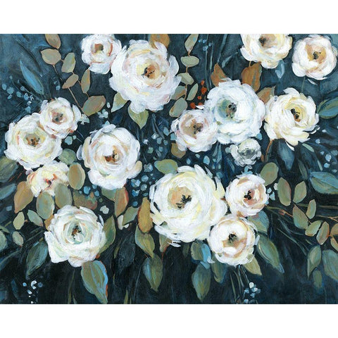 Moonlit Garden I White Modern Wood Framed Art Print by Robinson, Carol