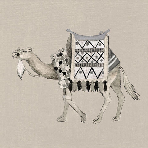 Exotic Camel II White Modern Wood Framed Art Print with Double Matting by Tava Studios