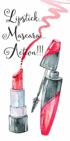 Lipstick, Mascara, Action! Black Ornate Wood Framed Art Print with Double Matting by Jill, Susan