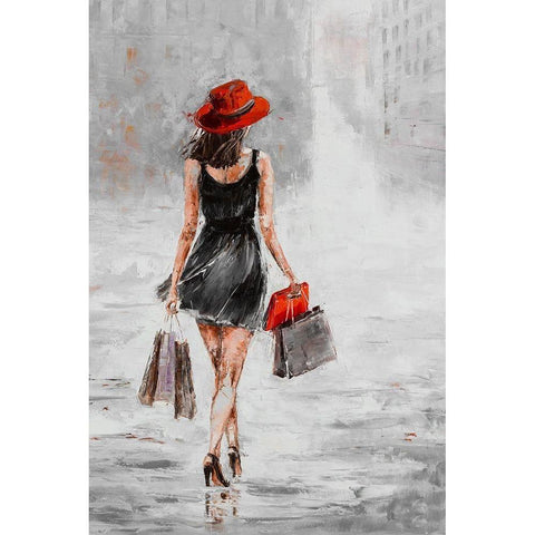 City Shopping I Black Modern Wood Framed Art Print by Kowalik, Jolanta