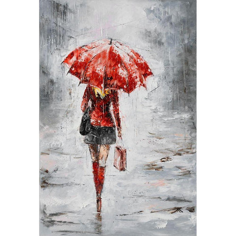 City in the Rain I Black Modern Wood Framed Art Print by Kowalik, Jolanta