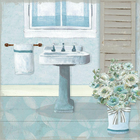 Teal Sink II White Modern Wood Framed Art Print with Double Matting by Robinson, Carol