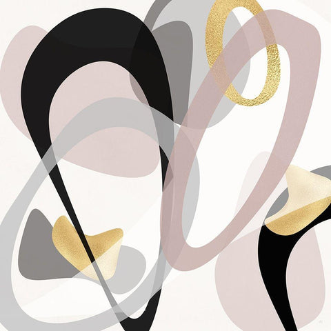 Tumbled Golden II Black Modern Wood Framed Art Print by Jill, Susan