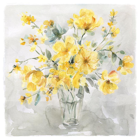 Sunshine Bouquet White Modern Wood Framed Art Print with Double Matting by Robinson, Carol