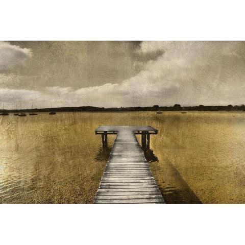 Golden Pier White Modern Wood Framed Art Print by Weisz, Irene