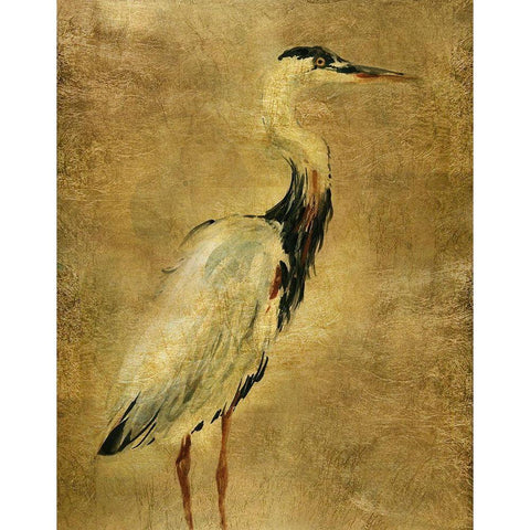 Gold Crane at Dusk I White Modern Wood Framed Art Print by Robinson, Carol